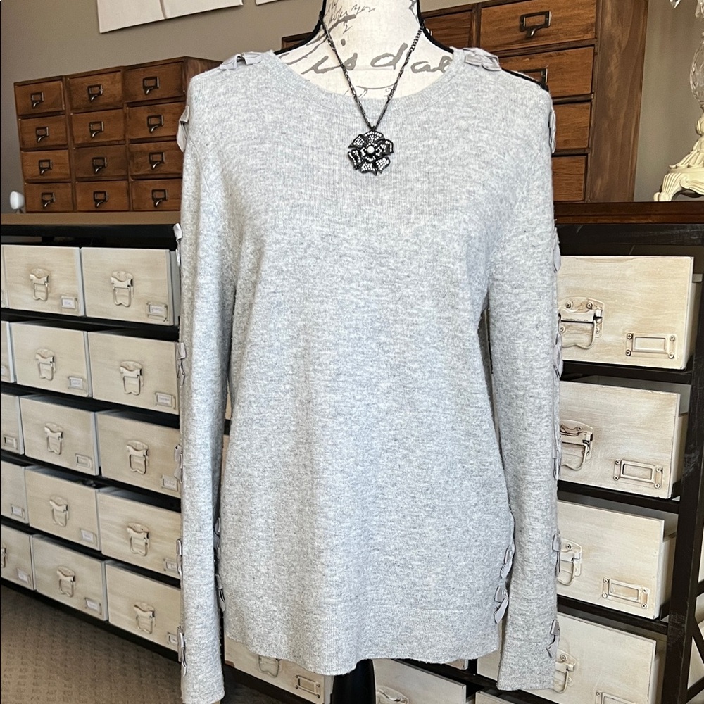 Ted Baker Light Gray Sweater with Bow Sleeve Detail